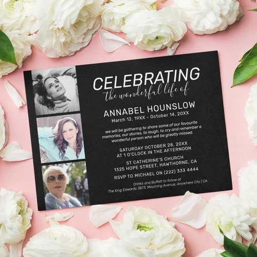 Celebration of Life Photo Collage Funeral Memorial Invitation