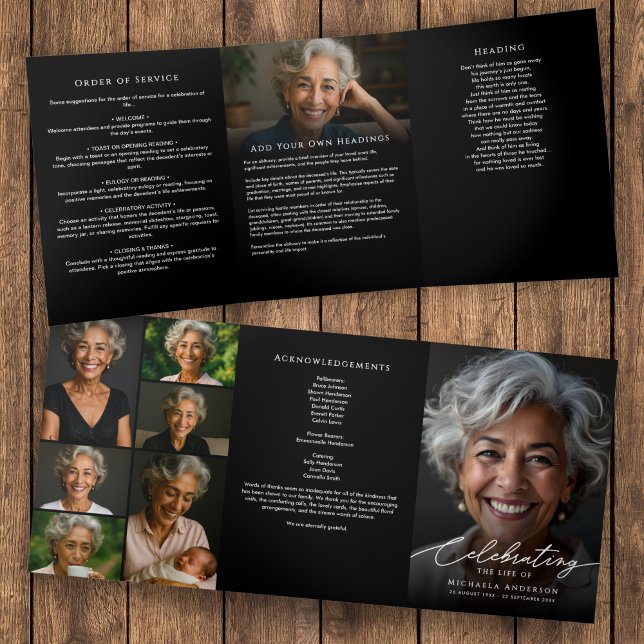 Celebration Of Life Photo Collage Funeral Tri-Fold Program (Creator Uploaded)
