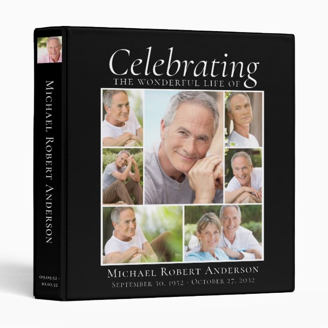 Celebration of Life Photo Collage Memorial  3 Ring Binder (Front/Spine)