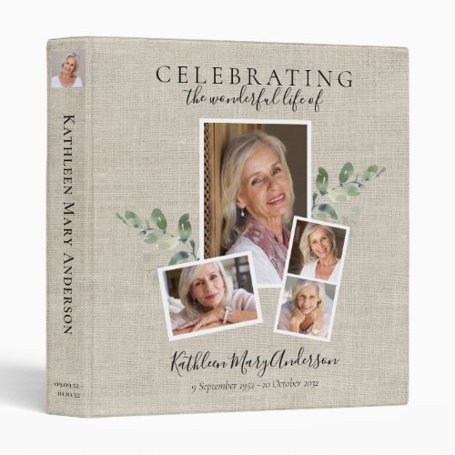 Celebration of Life Photo Collage Memorial 3 Ring Binder