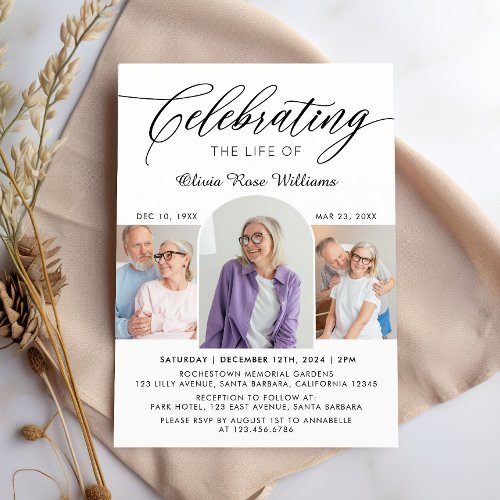 Celebration of Life Photo Collage Memorial Invitation