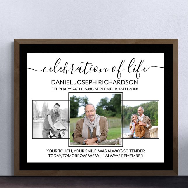 Celebration of Life Photo Collage Memorial Verse Poster (Funeral memorial poster to order professionally printed or as a printable digital download)