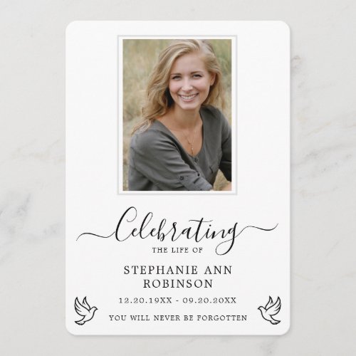 Celebration of Life Photo Dove Order of Service Program