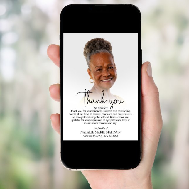 Celebration of Life Photo DOWNLOAD Thank You Card (Front Digital)