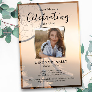 Celebration of Life Photo, Dream Catcher, Funeral Invitation