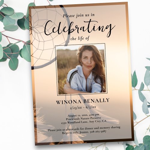 Celebration of Life Photo, Dream Catcher, Funeral