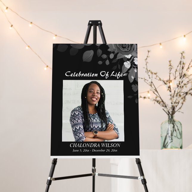 Celebration of Life Photo Floral Memorial Funeral Foam Board (In Situ (Stand))
