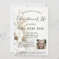 Celebration of Life - Photo & Flowers Invitation
