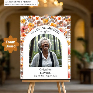 Celebration Of Life Photo Funeral Colorful Floral Foam Board