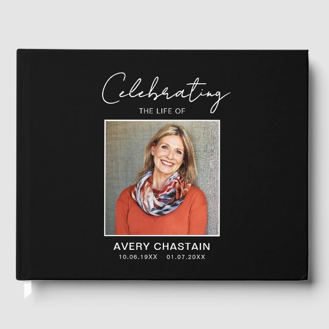 Celebration Of Life Photo Funeral Memorial   Guest Book (Front)