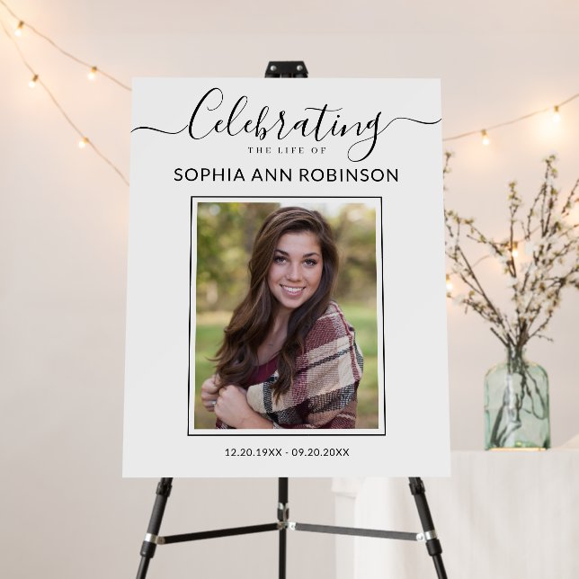 Celebration of Life Photo Funeral Memorial Sign (In Situ (Stand))