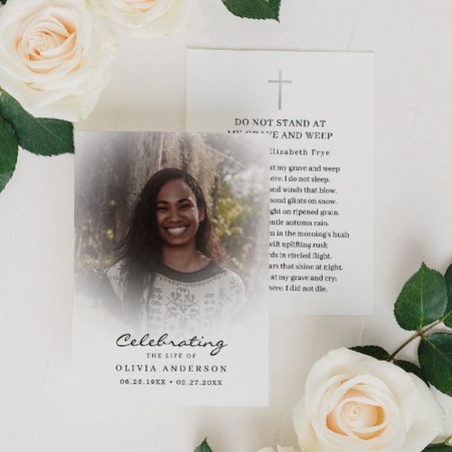 Celebration of Life Photo Funeral Prayer Card