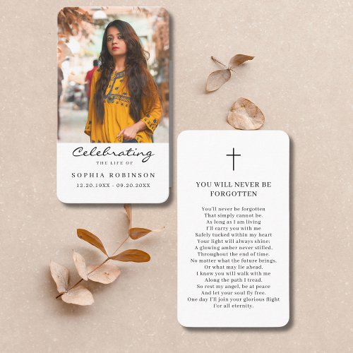 Celebration of Life Photo Funeral Prayer Card