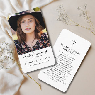 Celebration of Life Photo Funeral Prayer Card