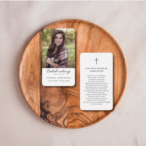 Celebration of Life Photo Funeral Prayer Card