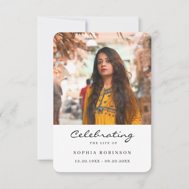 Celebration of Life Photo Funeral Prayer Card (Front)