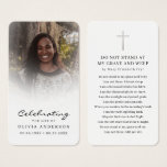Celebration of Life Photo Funeral Prayer Card<br><div class="desc">This lovely funeral poem card will be a nice keepsake at any funeral service or celebration of life. This can also be sent to those who were not able to attend. Easily edit this card with a photo, name and date for the front and your own wording or choice of...</div>