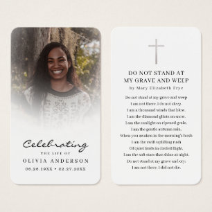 Celebration of Life Photo Funeral Prayer Card
