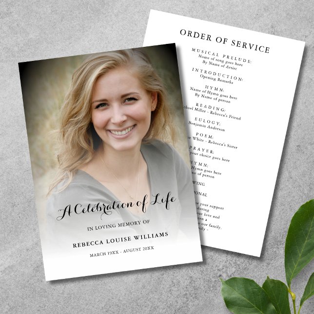 Celebration of Life Photo Funeral Program (Celebration of Life Photo Program)