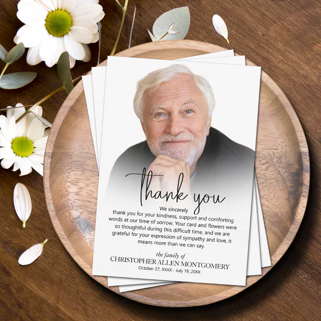 Celebration of Life Photo Funeral Thank You Card | Zazzle