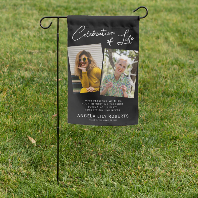 Celebration of Life Photo Funeral Tribute Garden Flag | Zazzle