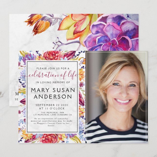 Celebration of Life Photo Invitation (Front/Back)