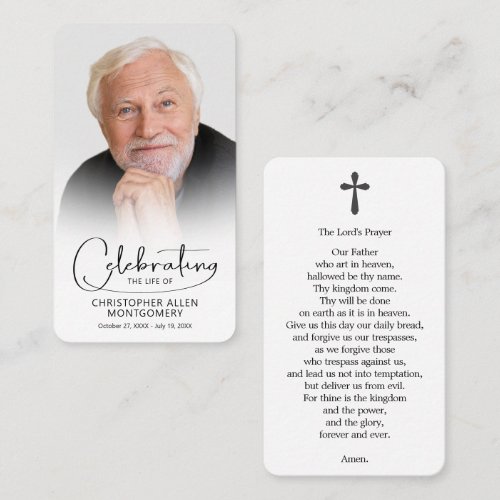 Celebration of Life Photo Lord's Prayer Card