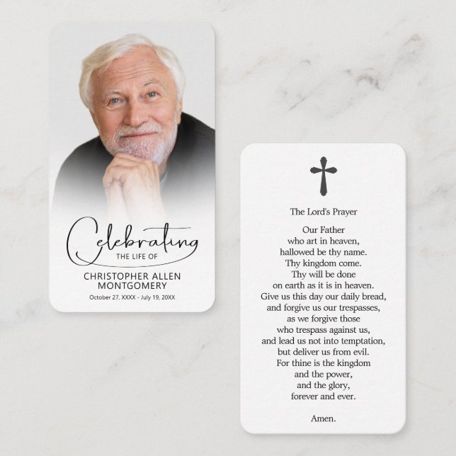 Celebration of Life Photo Lord's Prayer Card (Front/Back)