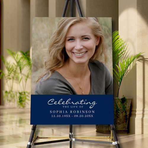 Celebration of Life Photo Memorial Funeral Blue