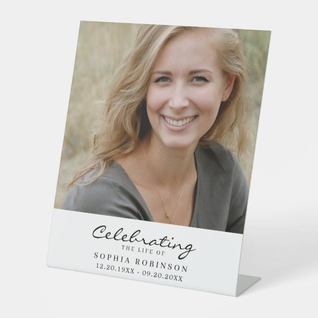 Celebration of Life Photo Memorial Funeral Pedestal Sign (Front)