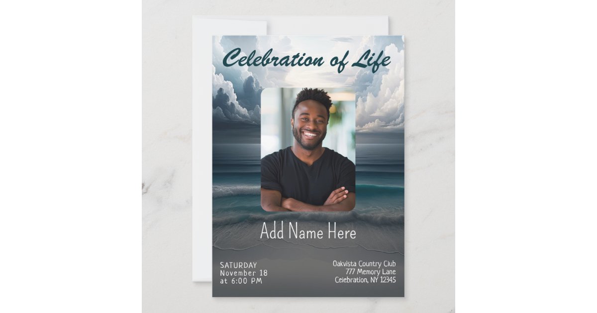 Celebration of Life Photo Memorial Invitation Zazzle