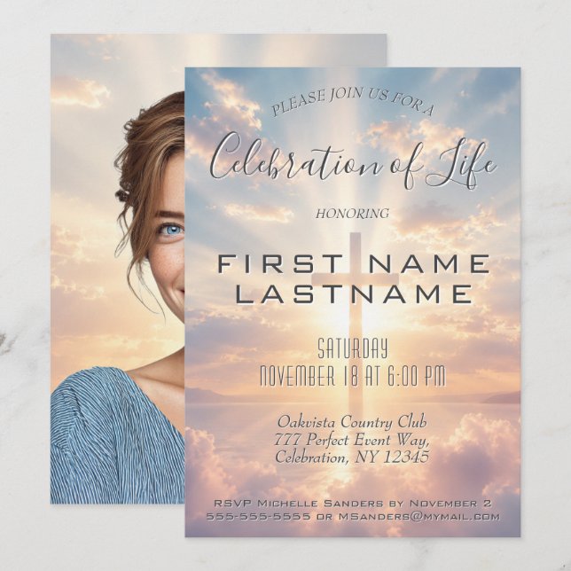 Celebration of Life - Photo Memorial Invitation (Front/Back)