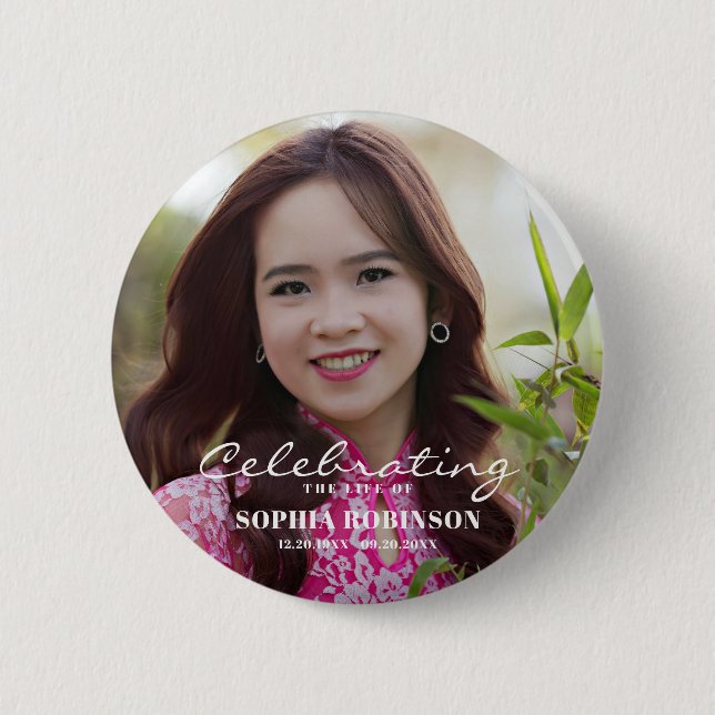 Celebration of Life Photo Memorial Keepsake Button (Front)