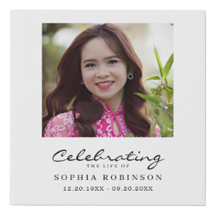 Celebration of Life Photo Memorial Keepsake Faux Canvas Print