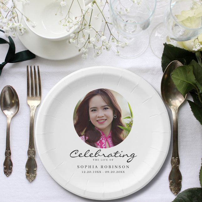 Celebration of Life Photo Memorial Keepsake Paper Plates (Creator Uploaded)