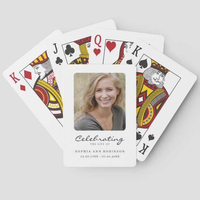 Celebration of Life Photo Memorial Keepsake Poker Cards (Back)