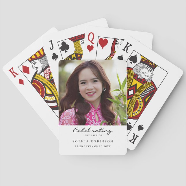 Celebration of Life Photo Memorial Keepsake Poker Cards (Back)