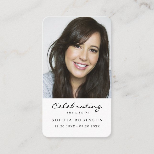 Celebration of Life Photo Memorial Prayer Card (Front)