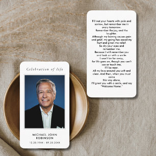 Celebration of Life Photo Memorial Prayer Card