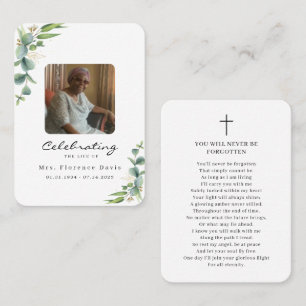 Celebration of Life Photo Memorial Prayer Card