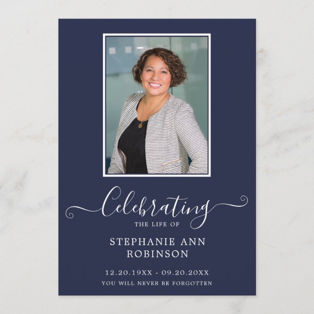 Celebration of Life Photo Order of Service Blue Program (Front)