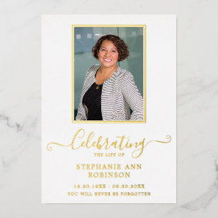 Celebration of Life Photo Order of Service Foil Invitation