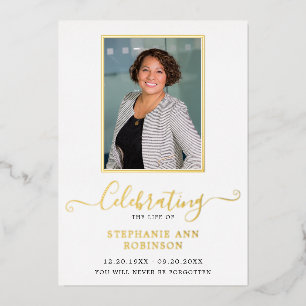 Celebration of Life Photo Order of Service Foil Invitation