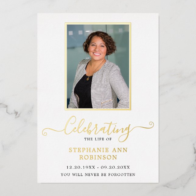 Celebration of Life Photo Order of Service Foil Invitation (Front)