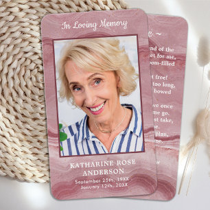 Celebration Of Life Photo Pink Funeral Prayer Card