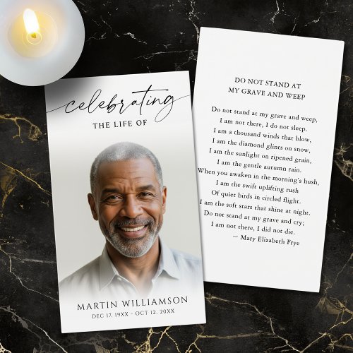 Celebration of Life Photo Poem Funeral Prayer Card