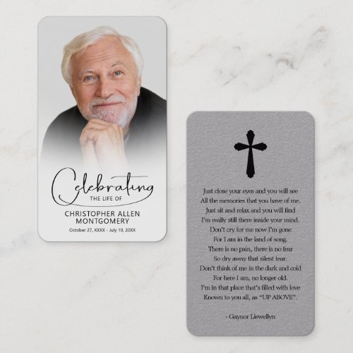 Celebration of Life Photo Prayer Card