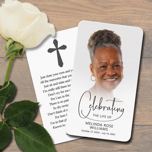 Celebration of Life Photo Prayer Card