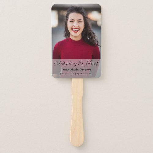 Celebration of Life Photo Simple Memorial Funeral Hand Fan