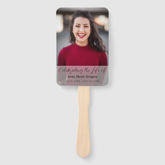 Celebration of Life Photo Simple Memorial Funeral Hand Fan (Front)